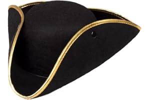 Boland 81934 - Hut Admiral Henry, für Erwachsene, Piraten-Hut, Dreispitz, Kopfbedeckung, Kostüm, Karneval, Mottoparty, Schwarz