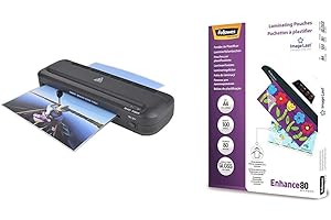 Pavo 8038718 Plastifieuse Floride haut de gamme pour set de 5 feuilles de plastification incluses – Certifié TÜV/GS, A4 & Fellowes 5306114 Pochettes de plastification A4 80 microns par 100