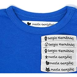 100 Etiquetas Termoadhesivas Personalizadas con Icono para marcar la ropa. Tela Blanca