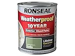 Ronseal RSLWPSGS750 750ml Weatherproof 10 Year Exterior Wood Paint Spring Satin - Green