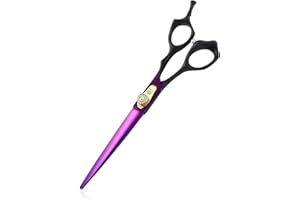 Dream Reach 7.0 inch Professional Straight Dogs Grooming Scissors Pet Grooming Scissors Set,Straight & Chunker & 2 Curved scissors 4pcs set for Dogs, Cats Grooming Shears (7 Inch-Straight Scissors)