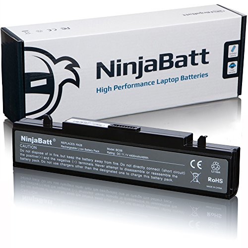 NinjaBatt New Laptop-Akku für Samsung AA-PB9NC6B AA-PB9NS6B AA-PB9NC6W AA-PB9MC6W NP300E5A AA-PB9MC6B P410 AA-PB9NS6W R580 R540 NP300V5A R505 Q210 – High Performance [6 Zellen/4400mAh/49wh]
