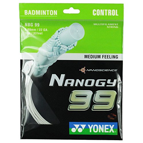 Yonex NBG99 Nanogy 99 Cordage pour raquette de badminton Blanc 0,69 mm 10 m