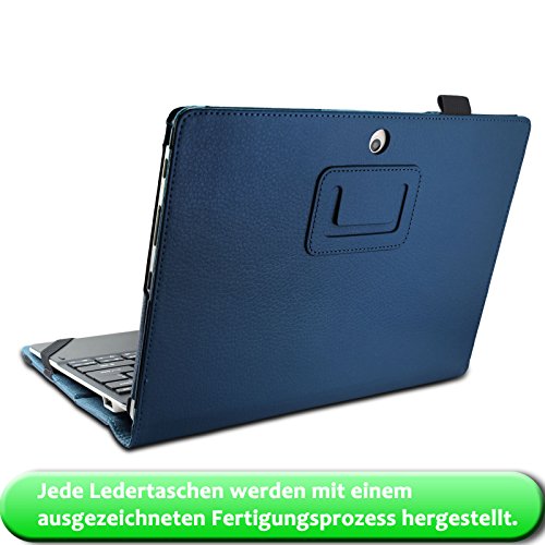 Infiland Acer Aspire Switch 10 E Pro7 SW3-013 Hülle Case -Slim Fit Folio PU-lederne dünne Kunstleder Schutzhülle Cover Tasche für Acer Aspire Switch 10 E (10,1 Zoll) Notebook (mit Auto Schlaf / Wach Funktion, Tablet und Tastatur sind nicht entgehaltet)(Dunkleblau) - 6