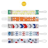 GAGAKU 5er Pack Schnullerband Stoff Schnullerkette mit Clip – Mehrfarbig - 6
