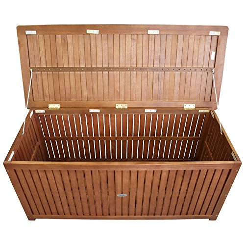 Wohaga® Gartenbox 133x58x55cm inkl. Innenplane Auflagenbox Kissenbox Gartentruhe Holztruhe Hartholz Akazie Auflagentruhe Sitztruhe - 5