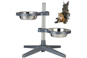 LITTLE BEAN LittleBean Zestaw podwyższonych misek na żywność dla psa z podwyższonymi miseczkami dla psów regulowana wysokość, podwójny podajnik dla zwierząt domowych, 2 miski ze stali nierdzewnej, duże