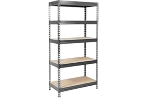 KARAT Étagères à Grande Tenue| Etagère à emboîter, Montage sans Outils| Rayonnages Charges Lourdes| Rayonnage Magasin & Garage| Étagère d'atelier modulable(Anthracite-Gris 220 x 90 x 45 cm-5 Niveaux)