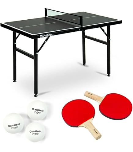 Tavolo da ping pong con rete e set di racchette, tavolo da