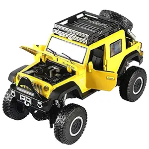 Metro Toys & Gift 1: 32 Scale Jeep Rubicon Off-Road Die-Cast Model Simulation Metal with Sound and Light Pull Back Toy Car Kids Toys (Colour May Vary)