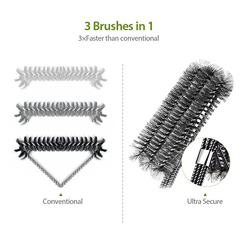 Xintop BBQ Grillbürste, 3 in 1 Edelstahl Bürsten, 118 Inches Barbecue Grill Reinigungsbürste - 4