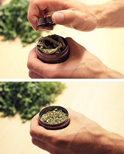 Wartoon Neue Design Premium Krautmühle mit Siebgrinder Haltbare Zamak-Legierung Tabak Grinder Crusher Gewürz-Schleifer Ø55mm 4 Stück (Gunmetal) - 5