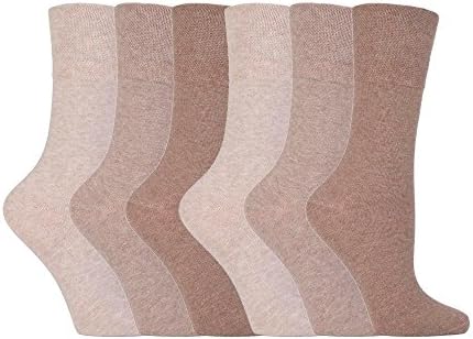 6 Pairs Unisex IOMI Footnurse SockShop Loose Non Elastic Diabetic Socks for Swollen Legs with Hand Linked Toe Seams 4-8 uk 37-42 Eur (Beige)