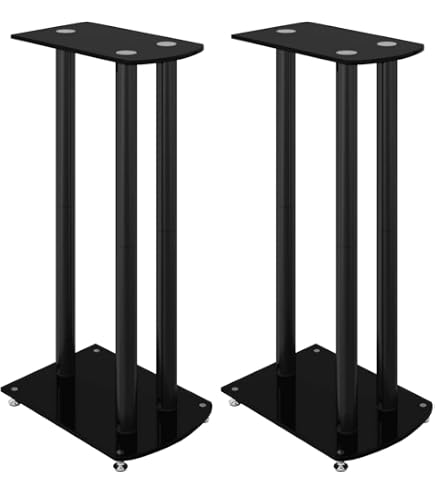 Triangle Supporti Per Diffusori S02 – Altezza 59,6 Cm, Vassoio 16,5x21,5 Cm, Carico 20 Kg, Punte Regolabili, Per Libreria Hi-Fi, Nero (coppia)