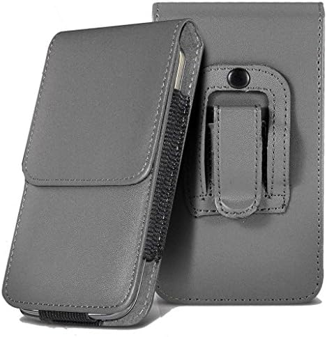 CellBig Calmy Grey Custom Made Faux Leather Vertical Belt Clip Hook Holster Case Cover Pouch Wallets For Your Nokia C6-01 / C3-01 Touch and Type