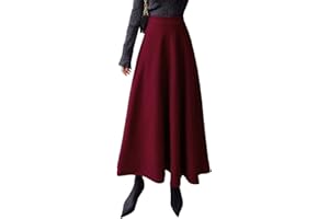 ARTYKEY Jupe Longue Femme Hiver Vintage Élégant Taille Haute Carreaux Taille élastique Maxi Jupe Laine Chaud A-Line Plissée Jupe Casual Party S-3XL