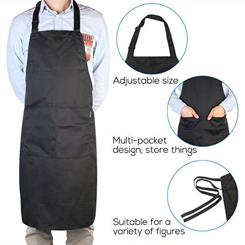 Pixnor BBQ Grillschürze Küchenschürze Mit Taschen Für Männer Schwarz - 3