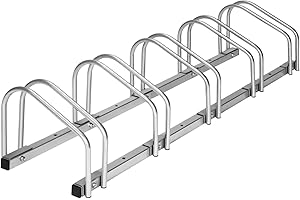 tectake® Bike Stand Made of Robust, Coated Steel, Space-Saving & Stable Construction, Drill Holes for Floor or Wall Mounting - Expandable Bike Rack for Indoor & Outdoor Bike Storage