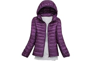 ORANDESIGNE Donna Piumino con Cappuccio Leggero Trapuntato Cappotto con Zip a Maniche Lunghe Tinta Unita Capispalla Invernale Cappotto Piumino Trapuntato Ultraleggero