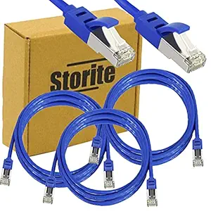 Storite 3 Pack 3 Meter Cat 6 Lan Cable, High Speed Gigabit Internet Network RJ45 Ethernet Patch Cable - Blue