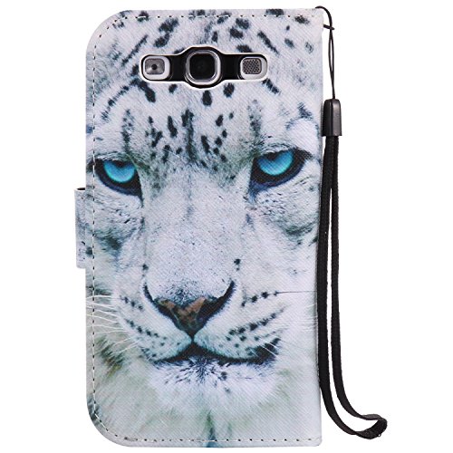 Feeltech Samsung Galaxy S3/9300 Hülle PU-Leder und Brieftasche Bunte Muster Fall mit Magnetverschluss, Hybrid-Kickstand mit Stand-Funktion, schlagen Sie schützende weiche TPU Stoßstangenabdeckung und Kreditkartenhalter für Samsung Galaxy S3/9300 Handgelenk Bügel-Buch-Art-Geldbeutel-Tasche mit 2 In 1 Berühren Sie Stift – White leopard - 3