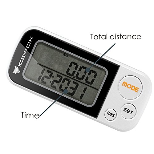 icefox® 3D Schrittzähler, mit Fitness AktivitätenZähler, bis zu 30 Tage speichert,ein akkurater Laufschrittzähler, ein Trainingszeiten- und Kalorienzähler, hält die tägliche Leistungen fest - 3