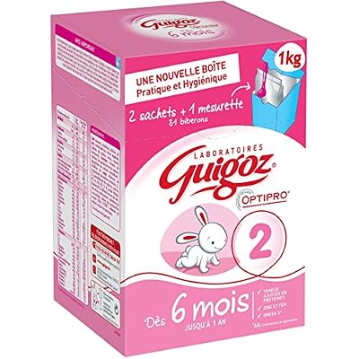 GUIGOZ 2 Dès 6 mois - Lait infantile 2ème âge en poudre de 6 à 12 mois - 2 sachets de 500g