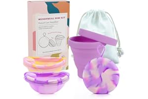 KBIBCK Juego de disco menstrual, disco menstrual con 2 discos periodales de tamaño S+L, esterilizador y bolsa de almacenamiento, disco menstrual reutilizable para mujeres activas, deportes, natación