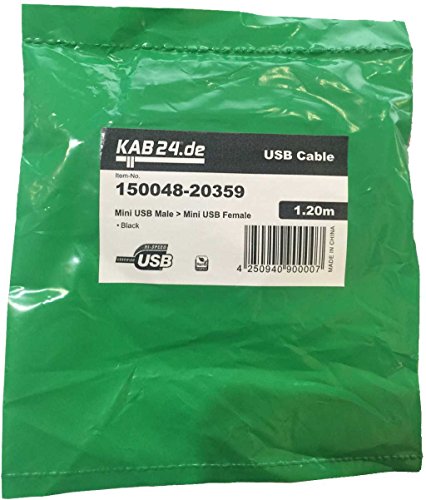 Kab24® Mini USB Verlängerung 5-polig schwarz 1,15m OTG und TMC tauglich - 3