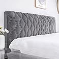 uyeoco Stretch Bed Headboard Slipcover,Solid Color Quilting Bed Head Cover, Dustproof Protector Cover For Bedroom Decor For Full Queen California Large King (Color : Dark gray, Size : 140cm)
