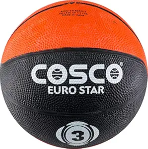 Cosco Leather Euro Star Basketball (Multicolour, Size 3)