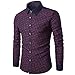Produktbild Herren Slim Fit Freizeit Hemd feiXIANG Longarm Shirt Gedruckt Bluse Top für Business Urlaub (M, Weinrot)