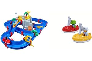 AquaPlay 8700001542 - Aquaplay MountainLake - 70 Delar Inklusive 2 Båtar och 3 Figurer, Från 3 år & BIG 8700000270, Aquaplay 2-Pack Segelbåtar med Figurer, Från 3 år, Färgglad