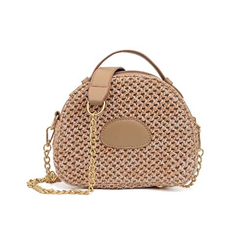 biteatey Borsa di paglia con zip, borsa a tracolla tessuta fatta a mano Borsa a tracolla messenger retrò per shopping, spiaggia, festa, festival di musica, accessori per ogni occasione, cachi for sale