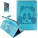 Produktbild Apple iPad Air/ipad 5(2013) Smart Case Hülle mit Panzerglas,ISENPENK Original Flip Bookstyle samrt cover Wasserdicht Shockproof Anti Slip Protection Stoßfest Leather Case mit Standfunktion,3D Panda Muster Pattern Wallet Case mit Intern Karte Schlitz,Outdoor Stoßdämpfend Smart Case Sleep/Wake Funktion Luxus Wallet Tasche Schutzhülle Leathertasche für Apple iPad Air/ipad 5(2013) 9.7Zoll[blau]+Panzerglas/Schutzfoile/Scutzglas
