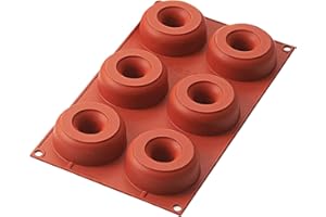 Silikomart | Stampo in Silicone per Monoporzioni DONUTS, Antiaderente, 4 Cavità, Confezione da 10 Stampi per Dolci, Ø 75 h 28 mm Volume 6 x 98 ml Tot. 588 ml