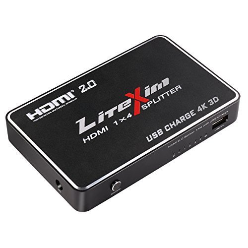 HDMI 2.0 Splitter, LiteXim 1x2 HDMI Splitter Ver 2.0 Powered HDMI Splitter Amplifier 1 In 2 Out Signal Distributor Certified for 4k x 2K@60Hz & 3D Support