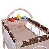 LCP Kids Kinder Reisebett höhenverstellbar Babylaufstall faltbar mit Wickelauflage - 5