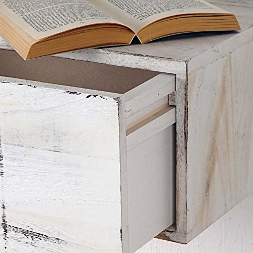 Wandregal Dinant, Schubladen-Regal, Shabby-Look Vintage, 21x46x30cm ~ weiß - 3