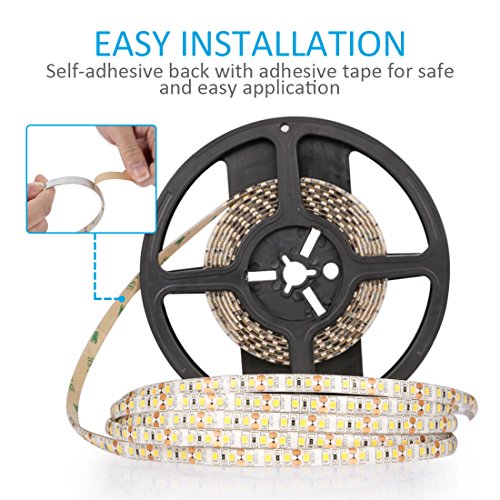 LEDMO® Kaltweiß LED Streifen, 5 Meter läng Wasserdicht Flexible lichtband mit 600 LEDs (SMD2835), für den Innenraum und Halb-außenraum Balkon. - 7
