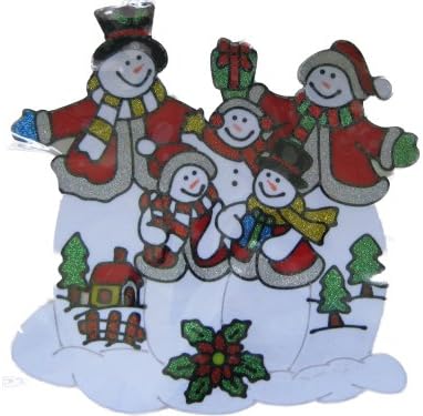 3 pack SNOWMAN FAMILY 320X300MM GEL CLING WINDOW STICKER CHRISTMAS DECORATION