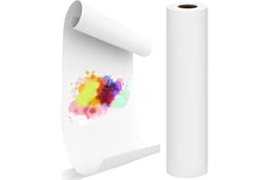 LANYOTA Zeichenpapier Rolle, 44cm x 15m Weiße Papierrolle, 70g/m² Zeichenrolle Kinder Künstler Skizze Malerei Papier, Recycelte Staffeleipapier für Kleinkinder Kinder Studenten (1 Stück)
