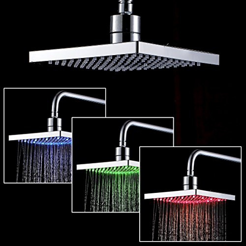 Badaccessoires von BONADE – 20×20 LED Quadratische Duschkopf Regendusche Brause Dusche mit 3 Farben wechseln - 6