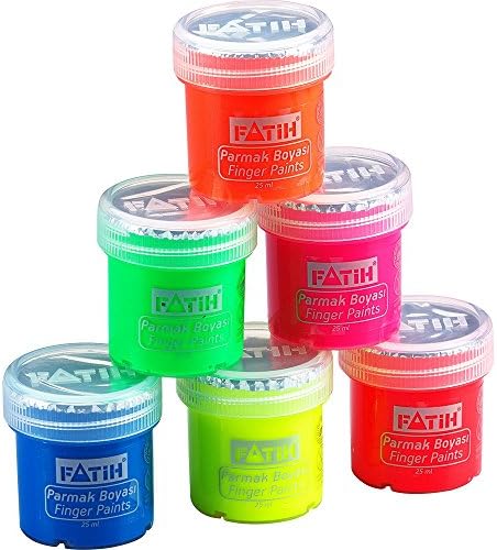 Neon Finger Paint. Great Quality. Non-Toxic & Washable in 6 x 25ml Colours.