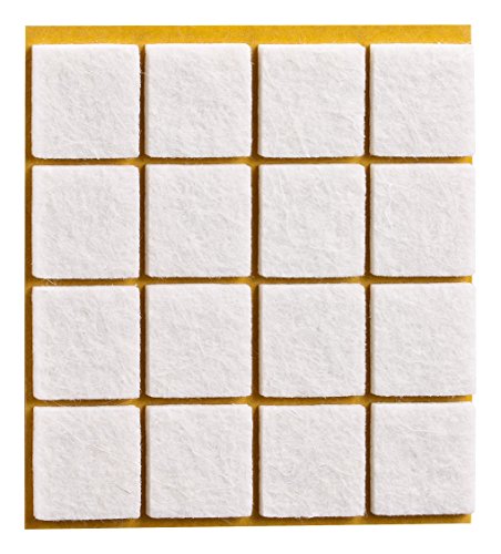 haggiy® Filzgleiter, selbstklebend, eckig, 22x22mm, weiß (16 Stück)