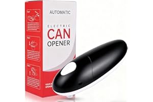 EUAKEE Abrelatas eléctrico, abrelatas, rotación automática de 360° y parada automática, con borde liso, funciona con pilas, ayudante de cocina para cocineros, ancianos, niños y heridos (rojo)