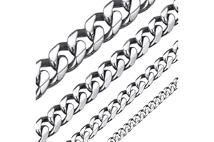 ChainsHouse Panzerkette Herren Kubanische Halskette Männer 3/6/9/12mm breit Silber/Schwarz/Gold Farbe Hip pop Kette verschiedene Kettelänge（35/46/51/55/61/66/71/76cm für Geburtstag/Vatertag