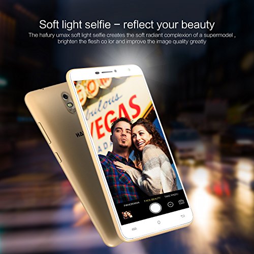 Cubot HAFURY UMAX (2017) Android 7.0 Nougat Smartphone ohne Vertrag 6 Zoll HD IPS Touch Dispaly mit 4500 mAh Akku, Dual SIM, 2GB Ram+16GB interner Speicher, 13MP Hauptkamera / 5MP Frontkamera, 2.5D gebogenes Kapazitiver Bildschirm, nutzbares GPS, Benachrichtigung LED, Gold