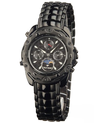 Yves Camani Herrenuhr Quarz Mineralglas PLATON Mondphase schwarz 556-G-B-B Yves Camani Herrenuhr Quarz Mineralglas PLATON Mondphase schwarz 556-G-B-B