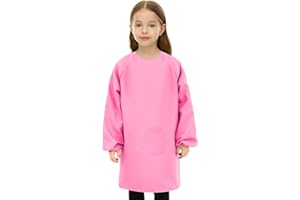 MELEAGER Malerkittel Kinder, Malkittel Kinder 8-12 Jahre, Malschürze Kinder, Bastelschürze Kinder mit Ärmeln und Taschen, Schürze Schule Mädchen für Basteln Malen Backen Kochen
